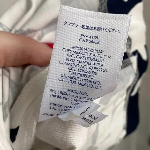 Chaps Floral Navy and White V-Neck Bodice Bust Fit & Flare Pleated Skirt Dress 4 - Picture 8 of 11